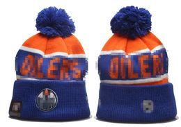 Bonnets des Oilers Bonnets de l'équipe de hockey nord-américaine Patch latéral Hiver Laine Sport Bonnet en tricot Casquettes de crâne A3