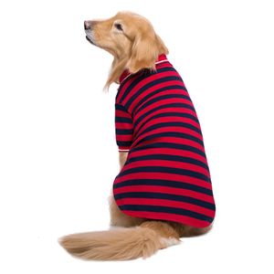 Oimg katoenen strepen poloshirt voor grote hondenkleding gouden retriever labrador ademende grote hond t-shirt casual huisdier dog kledingstuk 240524