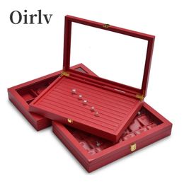 Ormev Boîte de rangement de grandes bijoux Organisateur de boucles d'oreille Red Bracelet Bracelet Case empilable Affichage 240412