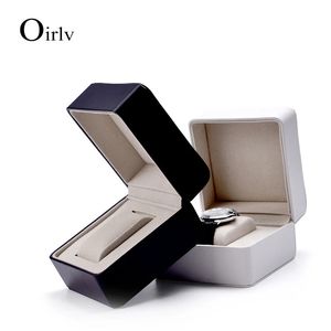 Oirlv lederen horlogebox zwart witte single case opslaggeschenk voor 1 pols pu tas horloges 240412