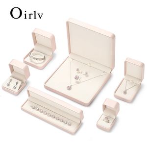 Oirlv Roze Luxe Sieraden Ring Box Voor Engagement Bruiloft Verjaardag Jewerly Hanger Armband Ketting Display Gift 231225