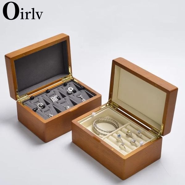 Oirlv rétro en bois massif bijou-cadeau cadeau carré en bois gros boucles d'oreilles Boucles d'oreilles Boîte de rangement de bijoux multifonction des bijoux 231227