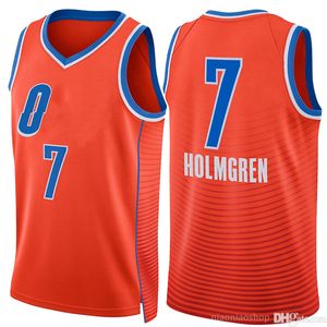 Shai Gilgeous-Aalexande Basketball Jerseys Chet Holmgren Oklahomas City Thunders Jersey Jalen Williams 20223-24 City Men Youth Kids Kids Centred Orange Shirt