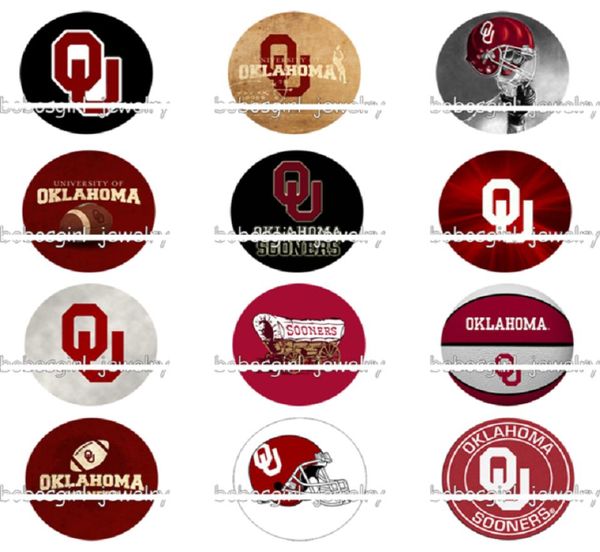 Oklahoma State Sooners Snap Buttons 18 mm Round Glass Sports Team Snap Charms Accessoires Snap de haute qualité pour Bracelet Collier E5841721