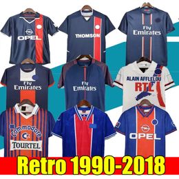 OKOCHA psgES Retro Paris PSGSS SOCCER JERSEY 94 RONALDINHO LEROY ADAILTON Beckham 98 99 00 01 02 03 Classic RAI ANELKA Ibrahimovic Camisas De Futebol camiseta vintage