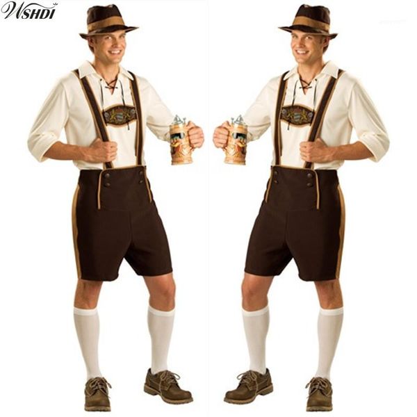 Disfraz de Oktoberfest Lederhosen Oktoberfest bávaro Festival alemán Cerveza Halloween para hombres Disfraces de cerveza Tallas grandes M, L, XL, 2XL1