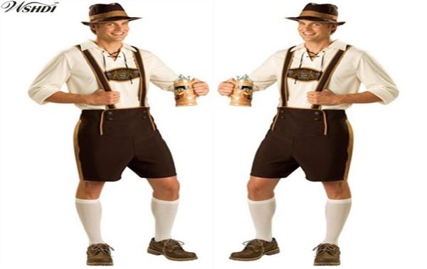 Costume d'Oktoberfest Lederhosen bavarois Octoberfest Festival allemand de bière Halloween pour hommes Costumes de bière grande taille M L XL 2XL298K3037755