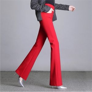 Ol Style Femmes Taille Haute Pantalon évasé Noir Blanc Rouge Bleu Plus Taille Bell Bottom Pantalon Bureau Dames Stretch Flare Pantalon 6XL 201012