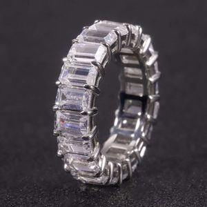 Ol1433 Blijvende Fijne Sieraden Bruiloft Emerald Cut 3x5mm Moissanite Diamant 925 Zilveren Vrouwen Volledige Eternity Band Ring