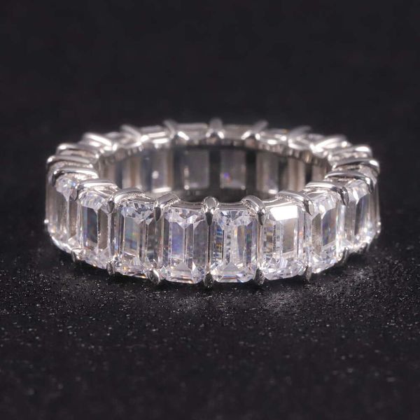 OL1433 ABIDING TRENDY 925 Silver Solid Gold 9k 10k 14k 18K Emerald Cut 3x5 mm Moisanite Hip Hop Wedding Women Ring