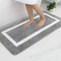 Olanly tapis de bain absorbant tapis de salle de bain tapis de douche antidérapant chambre pied tapis doux épais salon en peluche paillasson décor de sol 240226