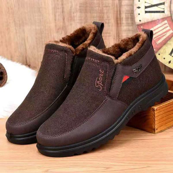 Viejos zapatos de tela de Beijing para hombre algodón casual calidez suave suela baja baja un paso invierno medio y ancianos