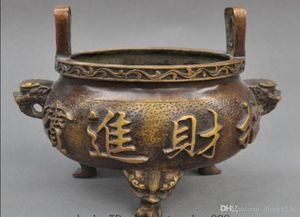 Oude Chinese Boeddhisme Tempel Bronzen rijkdom Lion Head Statue wierookbrander Censer7183883