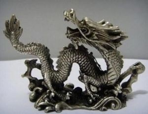 Oude Chinese handwerk koper gesneden geluk draak standbeelden