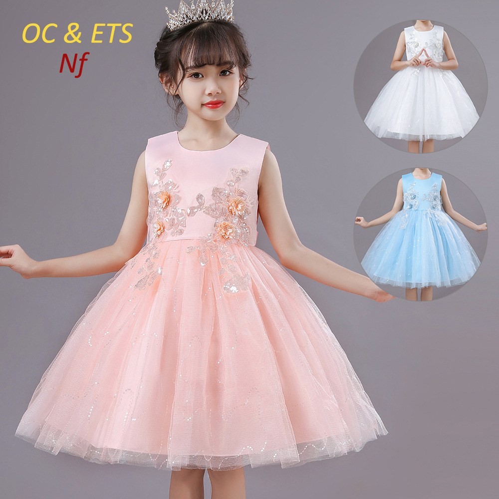 Oude schoenmaker ETS NF41358 Girl's jurken kinderjurk Mesh gezwollen rok prinses meisje high-end piano kostuum luxe aanpassing