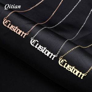 Oude Engels naamplaat ketting goud kleur choker roestvrij staal gepersonaliseerde naam kettingen hangers romantisch geschenk y200810 308t