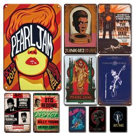 Old Fashion Music Poster Metal Plaque Tin Sign Vintage Rock Band Stickers Metal Plate Shabby Chic Living Room Decor Accessories 30x20cm W03