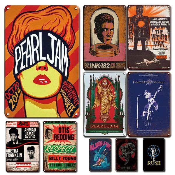 Old Fashion Music Poster Metal Cartel de chapa Vintage Rock Band Stickers Placa de metal Shabby Chic Living Room Decor Placa Accesorios 20x30cm Woo