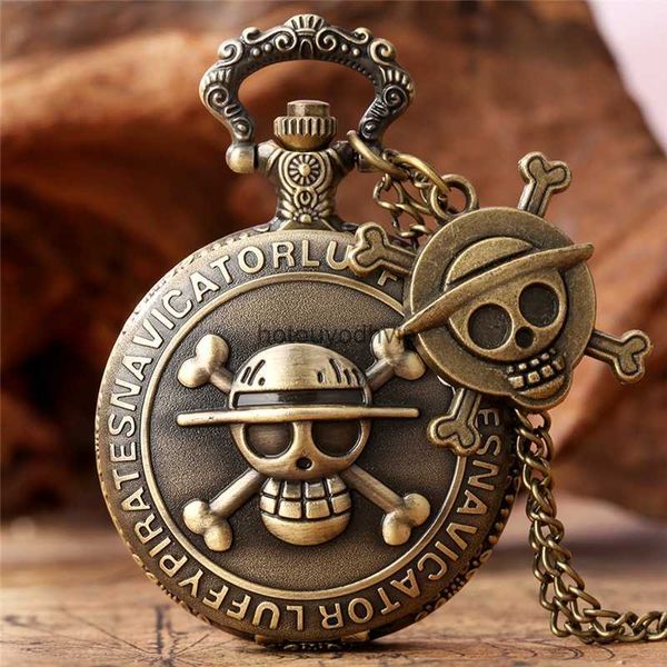 Old Fashion Pocket Watch Japan Anime One Piece Design Mujeres Mujeres Analógicos Relojes Cabecillo Regalo