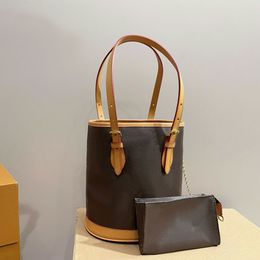 Flor antiga balde saco revestido lona tiras de couro inferior prego destacável zíper carteira feminina bolsas bolsa clássico retro tote bolso