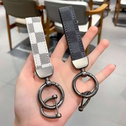 Oude bloemontwerper Keychain Women Key Chain Lederen auto Key Ring Handgemaakte grijze rooster Key Chain Pendant