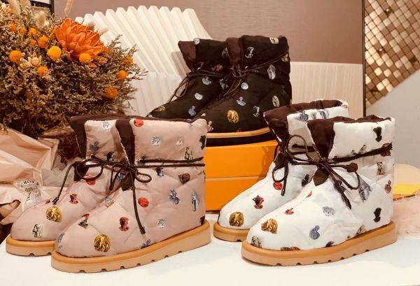 Bottes de neige en tissu à fleurs anciennes en coton de soie doux et confortable résistant à l'usure antidérapant taille 35-41