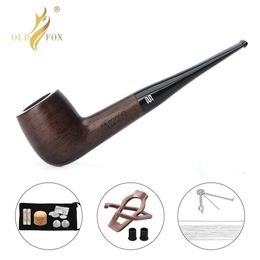 Old Fox Black Santalwood Tobacco Pipe Pipe ACCESSOIRES 9 mm Filtre Filtre Séchon Ebono Fumer Pipe d'or Rague avec 10 outils Kits 240417