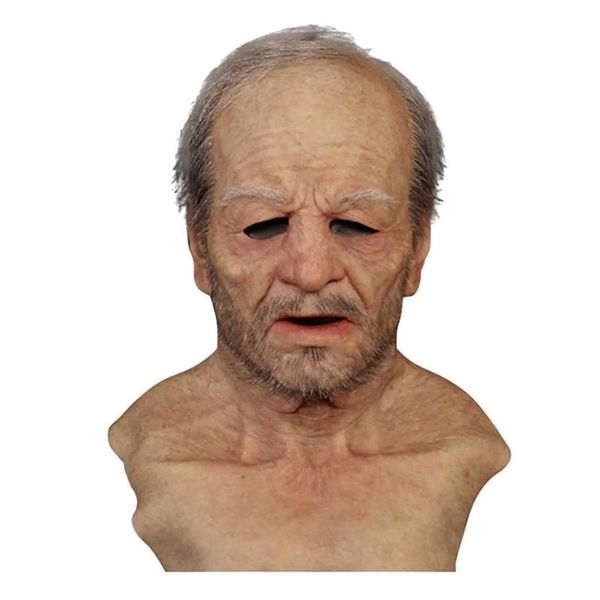 Vieil homme faux masque réaliste Halloween vacances drôle masque super doux vieil homme adulte masque réutilisable enfants poupée jouet cadeau # 10 X0803217N