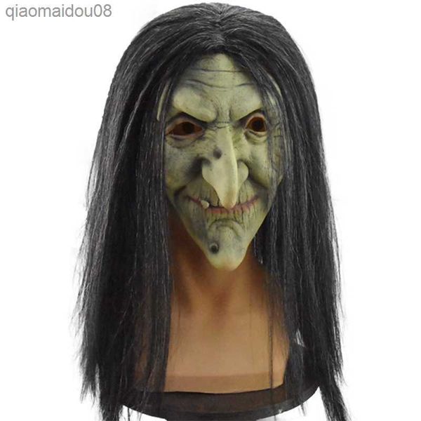 Vieil Homme Horreur Masque Halloween Party Carnaval Pleine Tête Masque En Latex Adulte Simulation 3D Sorcière Cosplay Masque Halloween Effrayant Props L230704