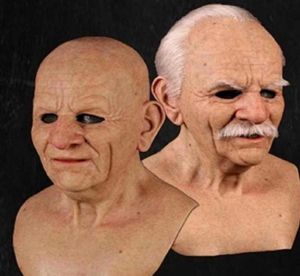 Masque Old Man Halloween Creepy Wrinkle Face Mask Costume Halloween Costume réaliste Latex Masquerade Carnaval Men Face245C1408434
