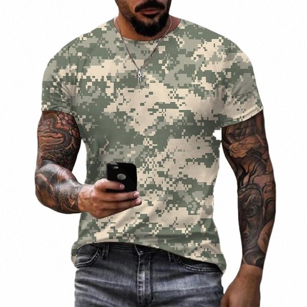 Ancien style Army Camoue T-shirt pour hommes Vintage Casual Outdoor Universal Work Vêtements Lâche Surdimensionné Top Vêtements à manches courtes X5fF #