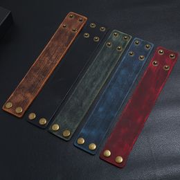 Oude stijl retro wrap lederen armband fuff brede knop verstelbare armband pols voor mannen vrouwen mode sieraden