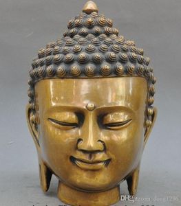 Oude Tibet Boeddhisme Fane Bronze Sakyamuni Shakyamuni Amitabha Boeddha hoofd standbeeld