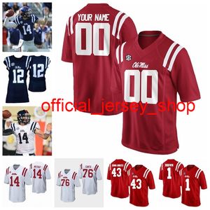 Ole Miss Rebels College Football Jerseys DK Metcalf Jersey Scottie Phillips Isaiah Woullard Laquon Treadwell Chad Kelly Custom Stitched