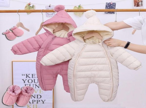 OLEKID 2020 nouveau-né bébé combinaison à capuche Plus velours chaud bébé garçons combinaison de neige enfant en bas âge combinaison de neige bébé fille coton salopette barboteuses L3968385