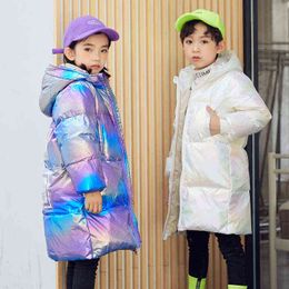 OLEKID Russo Inverno Crianças Meninas Casaco Com Capuz À Prova D' Água Dazzle Brilhante Jaquetas Para Baixo Meninos 3-12 Anos Crianças Adolescentes Outerwear 211111