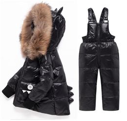 Olekid Winter Boy Down Veste Cartoon Dinosaur Real Fur Baby Boy Boy Suite 15 ans pour enfants manteau bébé