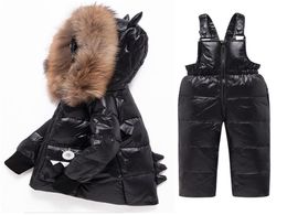 Olekid Winter Boy Down Jacket Dinosaur Dinosaur Real Fur Baby Boy Snows traje de nieve de 15 años para niños, mono infantil 20110222877854