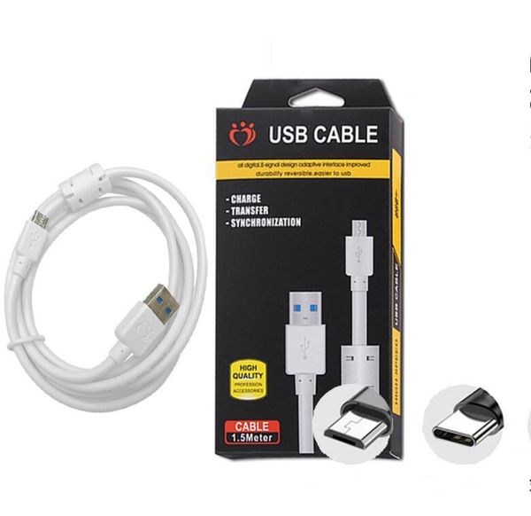 Olesit 1.5M cables en negrita Sync Charging 2.0 Micro USB tipo-c Cable para teléfono inteligente universal con Android DHL con caja de venta al por menor