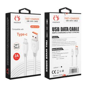 Câbles de Charge Olesit 1.5m 5ft 3M 10FT OD5.0 chargeur rapide audacieux câble Micro USB données type-c pour samsung huawei avec boîte de vente au détail