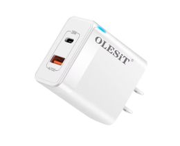 Olesit dual usb 20W PD 3.4A cargador de pared rápido Puerto USB tipo c 18w para iphone samsung S22 15 con caja de venta al por menor
