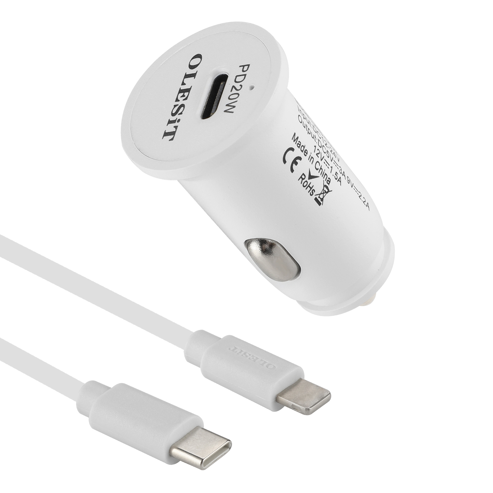 OLESIT UNS-C032 Autolader PD 20W Auto Opladen Nieuwe dubbele C USB Fast Laying Flash opladen USB-C-auto opladen