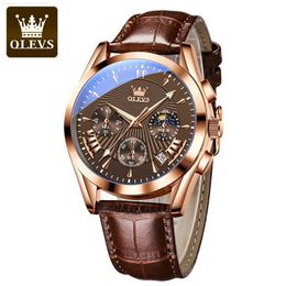 OLEVS 2876 montre décontractée pour homme doré montre-bracelet de luxe lumineux montre à Quartz affaires classique montre de mode cadeau pour hommes