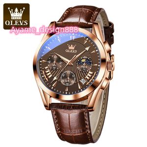 OLEVS 2876 montre décontractée pour homme doré montre-bracelet de luxe lumineux montre à Quartz affaires classique montre de mode cadeau pour hommes