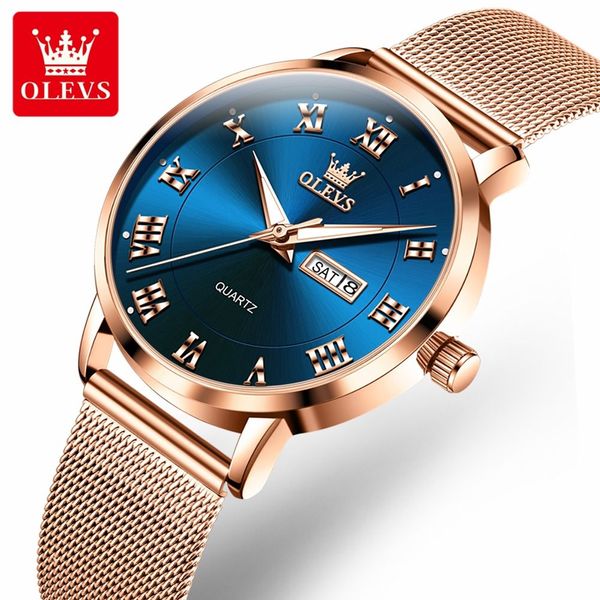 OLEVS 2920 Reloj de pulsera para mujer y hombre, reloj de lujo de cuero para mujer, hermoso diseñador, reloj clásico deportivo de marca