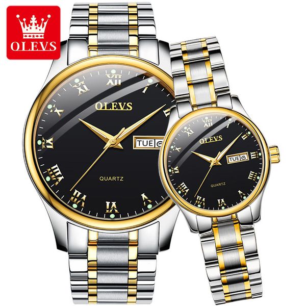 Olevs 5568 mode MINDAGIAL MINIMALIST Watch Couple Date de montre Calendrier Watch Watch des hommes et des femmes Night Glow Glow Quartz de haute qualité Watch