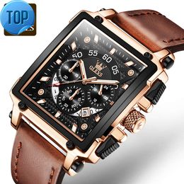 Olevs 9919 personnalisé pierre cadeaux étanche numérique sport luxe bracelet en cuir montres hommes poignet hommes montre à quartz