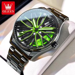 Olevs Modieus en trendy uitgesneden lichtgevend quartz horloge voor herenhorloge 42 mm