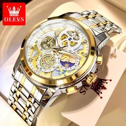 Olevs Cadran creux montre à quartz à calendrier unique montre pour homme 42mm