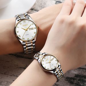 Olevs luxe merk minnaar vrouwen waterdichte paren es vrouwelijke polshorloges quartz mannen roestvrij stalen horloge 1 pair